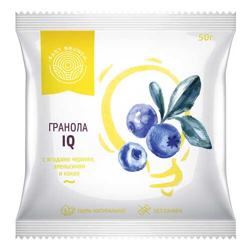 Гранола Fastbrunch IQ с ягодами черники, апельсином и какао 3 саше в Покупочка