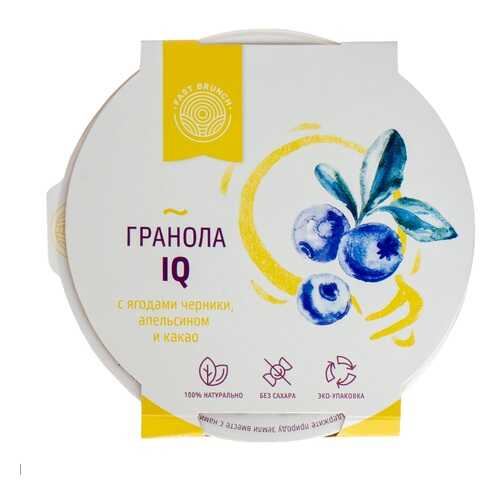 Гранола Fastbrunch IQ с ягодами черники, апельсином и какао 80г Россия в Покупочка