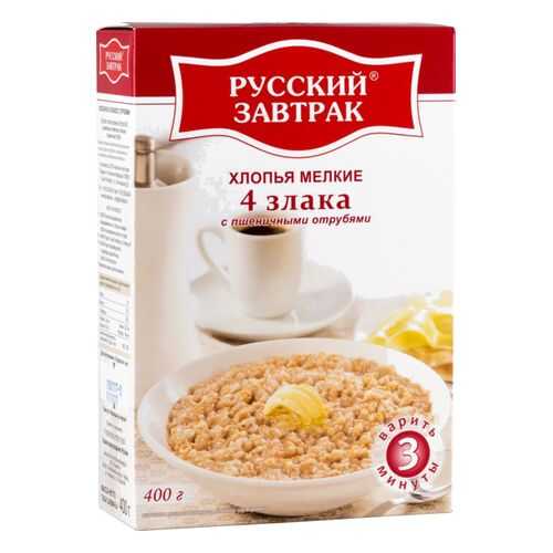 Хлопья 4 злака Русский завтрак с пшеничными отрубями мелкие 400 г в Покупочка