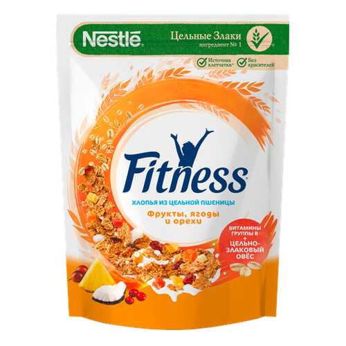 Хлопья Fitness из цельной пшеницы с фруктами, ягодами и орехами в Покупочка