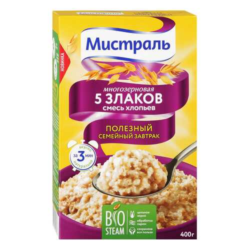 Хлопья Мистраль смесь 5 злаков 400 г в Покупочка