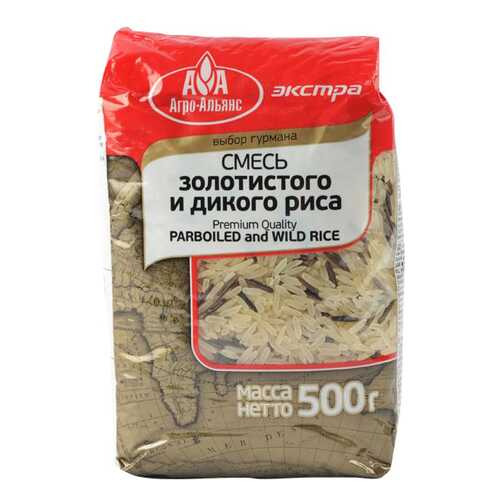 Риc Агро-альянс экстра смесь золотистого и дикого риса 500 г в Покупочка