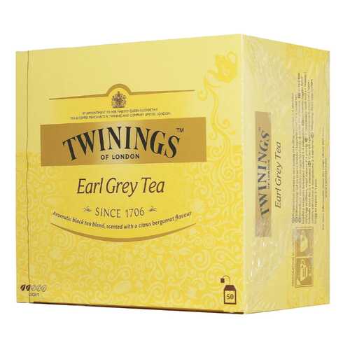 Чай черный Twinings эрл грэй байховый с ароматом бергамота пакетированный 50 пакетиков в Покупочка