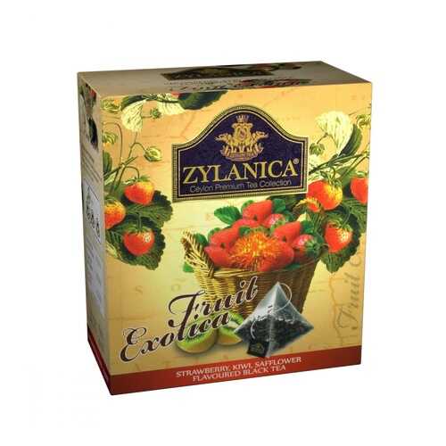 Чай Zylanica Fruit Exotica черный с клубникой киви лепестками сафлора 20 пирамидок в Покупочка