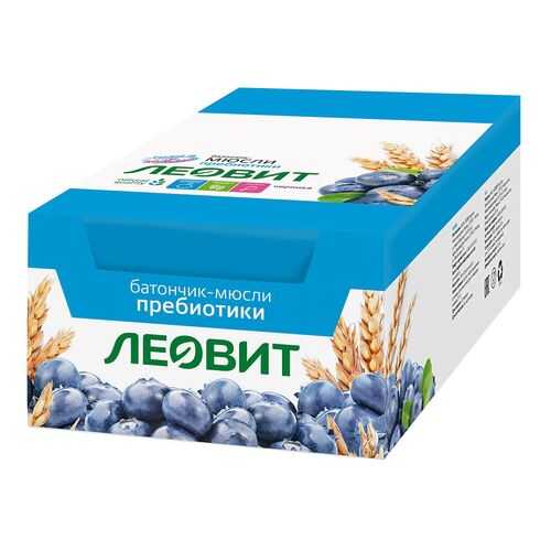 Батончик-мюсли Леовит с черникой и лютеином шоубокс 26 шт по 30 г в Покупочка