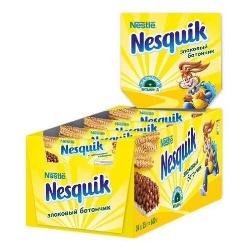 Злаковый батончик Nesquik с шоколадом 24 штуки по 25 г в Покупочка