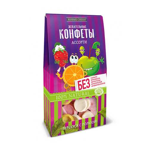 Жевательные конфеты Живые снеки Ассорти, 3 шт по 35г. в Покупочка
