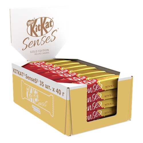 Белый шоколад KITKAT SENSES GOLD EDITION. DELUXE CARAMEL и молочный с вафлей 35шт по 40 г в Покупочка