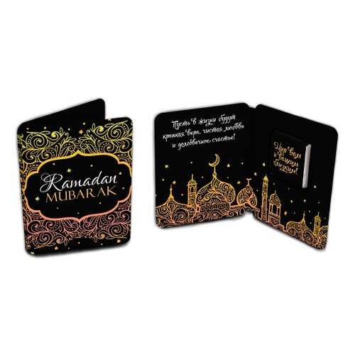 Шоколад Chokocat Ramadan Mubarak. Чёрно-золотая, молочный, мини-открытка, 5 гр в Покупочка