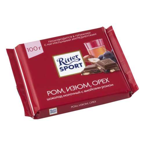 Шоколад молочный Ritter Sport ром изюм орех 100 г в Покупочка