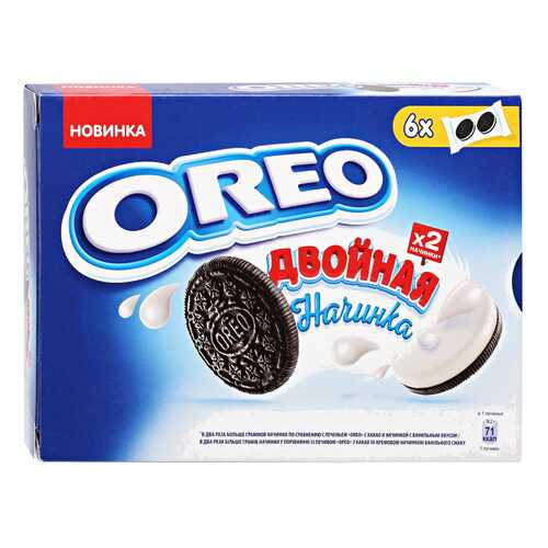 Печенье Oreo с какао и двойной начинкой с ванильным вкусом 170 г в Покупочка
