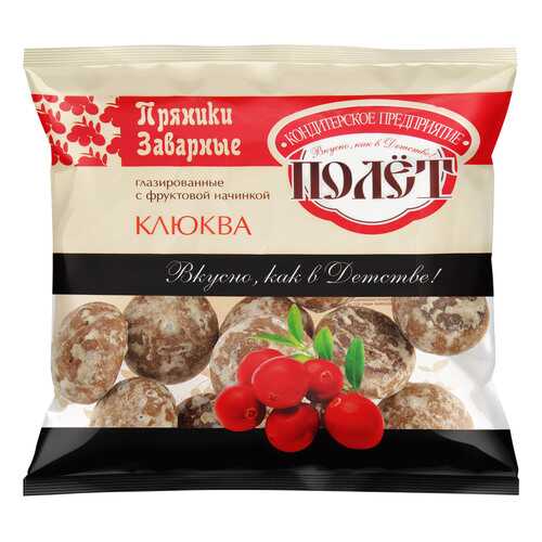 Пряники Полет заварные глазированные с начинкой клюква 300 г в Покупочка