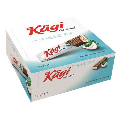 Вафли Kaegi Coconut с кокосовым крем в молочном шоколаде 24*25 г в Покупочка