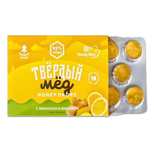 Карамель Твердый мед медовая с лимоном и имбирем 30 г в Покупочка